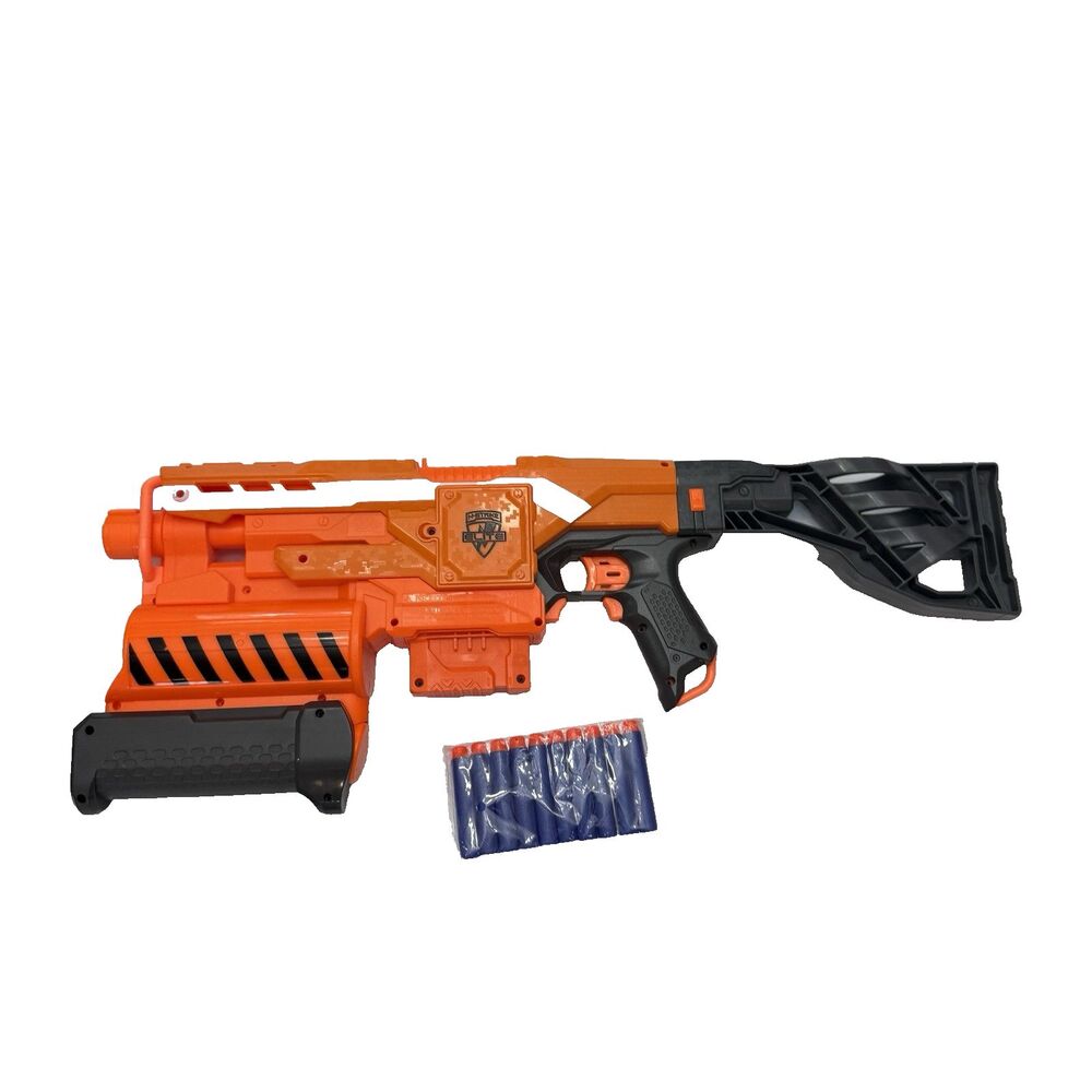 Nerf N-Strike Elite Demolisher 2-in-1 Motorized Blaster 6 Mag 10 Darts EUC